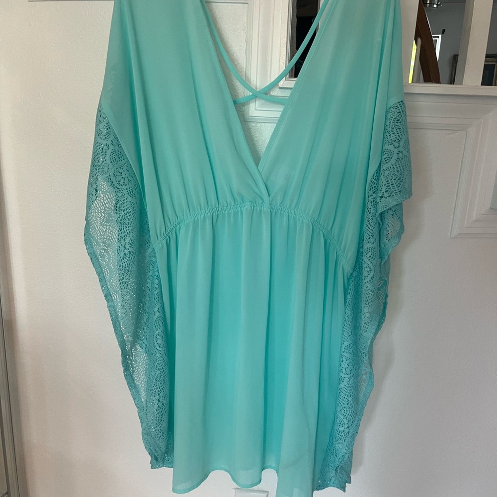 Xhilaration Light Blue/Green Swim Cover-Up